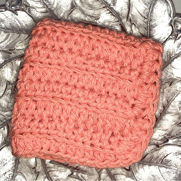 HAND CRAFTED Crochet Colorful Coral 100% Cotton All Purpose Wash or Dish Cloth - Picture 5 of 6